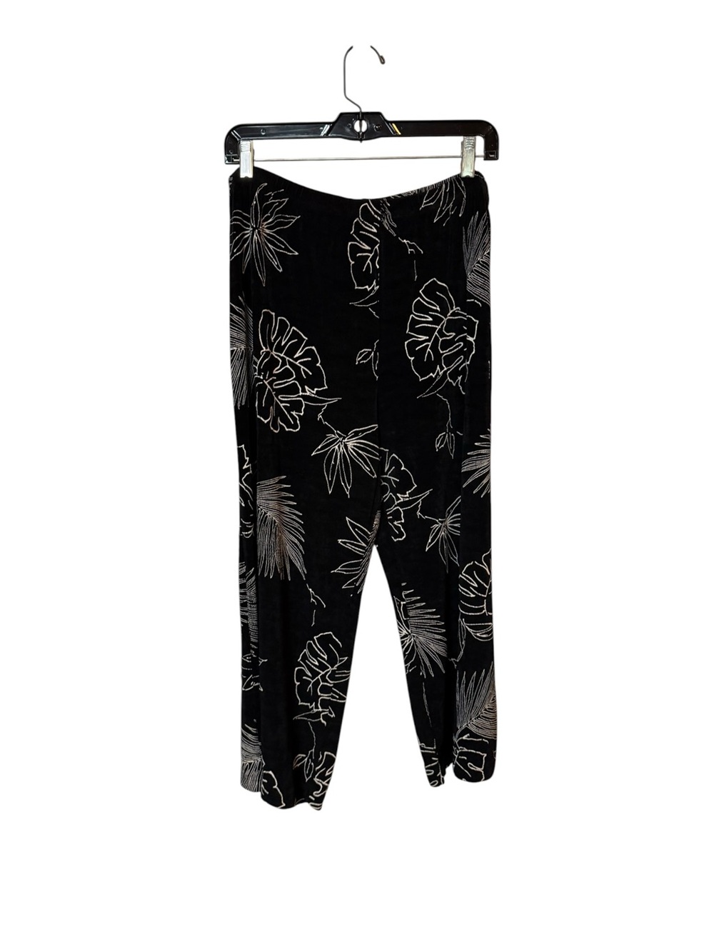 Softwear Black with White Floral Print Women's Travel Pants Large